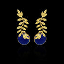 Urthn Resin Stone Leaf Design Gold Plated Dangler Earrings - 1313101F