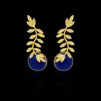 Urthn Resin Stone Leaf Design Gold Plated Dangler Earrings - 1313101F