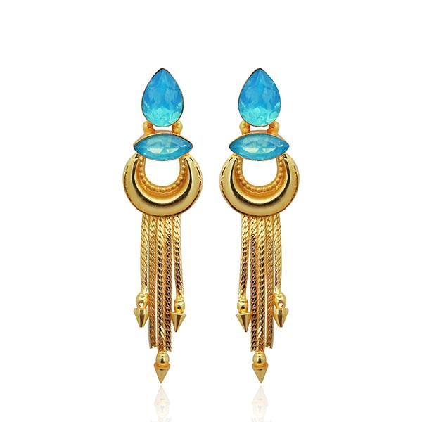 Kriaa Blue Crystal Stone Gold Plated Dangler Earrings - 1313106C