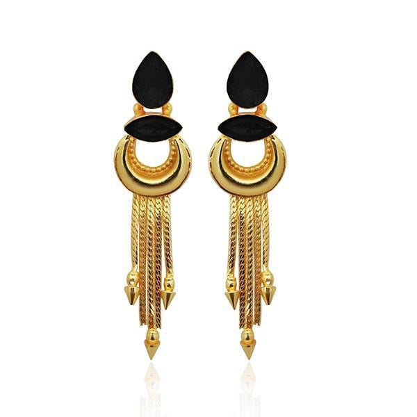 Kriaa Black Resin Stone Gold Plated Dangler Earrings - 1313106D