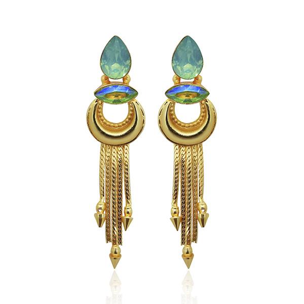 Kriaa Blue Crystal Stone Gold Plated Dangler Earrings - 1313106F