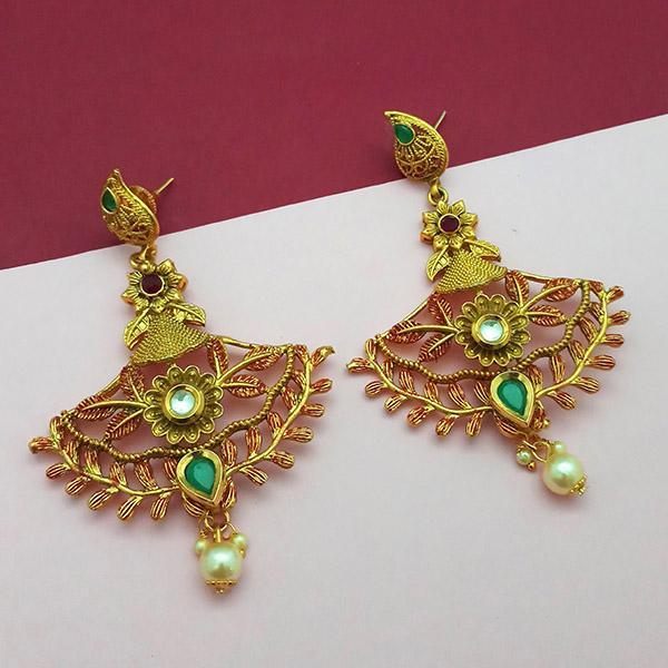 Nikita Arts Gold Plated Stone And Meenakari Copper Matte Dangler Earrings - 1313118A