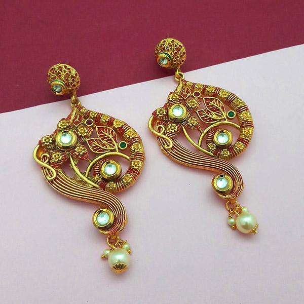 Nikita Arts Gold Plated Stone And Maroon Meenakari Copper Matte Dangler Earrings - 1313120A