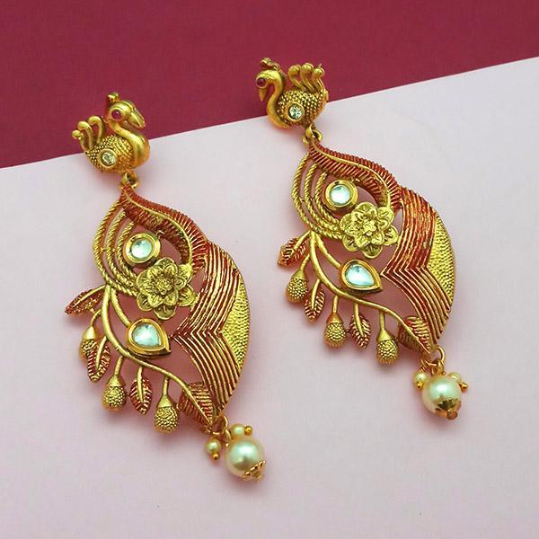 Nikita Arts Gold Plated Stone And Maroon Meenakari Copper Matte Dangler Earrings - 1313122A