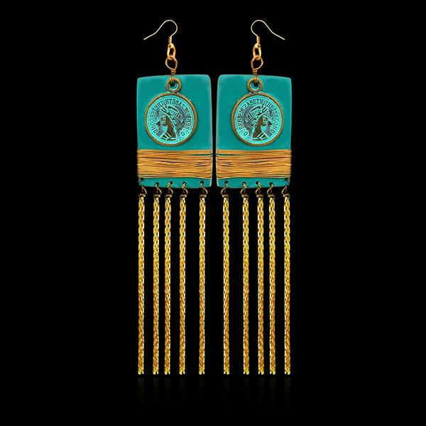 Urthn Gold Plated Wooden Dangler Earrings - 1313203B