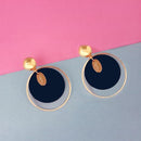 Urthn Gold Plated Blue Wood Dangler Earrings - 1313205A