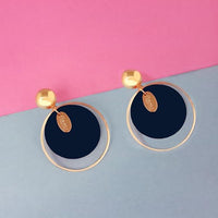 Urthn Gold Plated Blue Wood Dangler Earrings - 1313205A