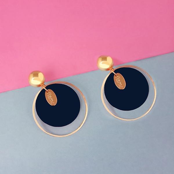 Urthn Gold Plated Blue Wood Dangler Earrings - 1313205A