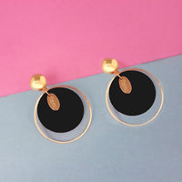 Urthn Gold Plated Black Wood Earrings - 1313205E