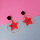 Urthn Red Star Design Gold Plated Dangler Earrings - 1313206B