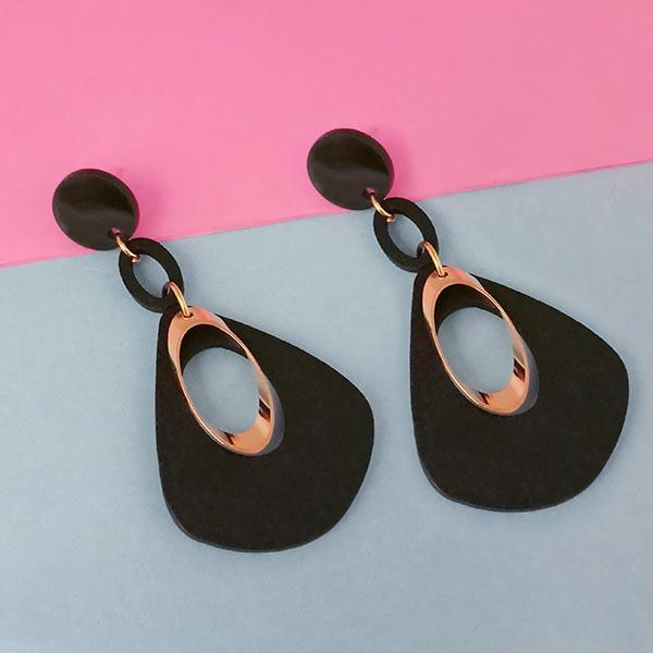 Urthn Black Wood Dangler Earrings - 1313208E