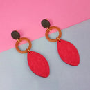 Urthn Gold Plated Red Wood Dangler Earrings - 1313209B