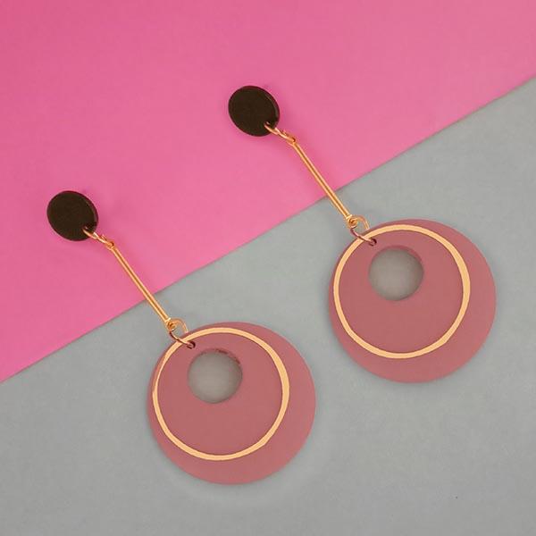 Urthn Peach Wood Gold Plated Dangler Earrings - 1313210D