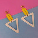 Urthn White Wood Gold Plated Dangler Earrings - 1313211F