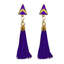 Jeweljunk Purple Thread Gold Plated Tassel Earrings - 1313301B