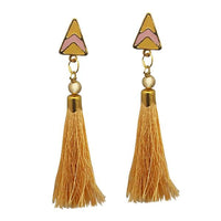 Jeweljunk Gold Plated Beige Thread Tassel Earrings - 1313301D