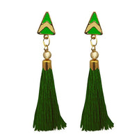 Jeweljunk Green Thread Gold Plated Tassel Earrings - 1313301E