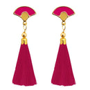 Jeweljunk Gold Plated Pink Thread Tassel Earrings - 1313302A