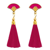 Jeweljunk Gold Plated Pink Thread Tassel Earrings - 1313302A