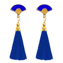 Jeweljunk Blue Thread Gold Plated Tassel Earrings - 1313302B