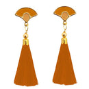 Jeweljunk Brown Thread Gold Plated Tassel Earrings - 1313302F