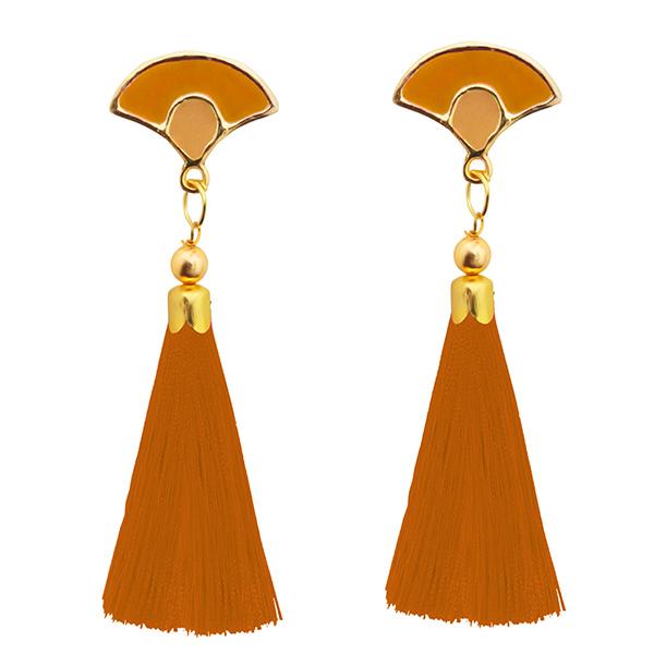 Jeweljunk Brown Thread Gold Plated Tassel Earrings - 1313302F