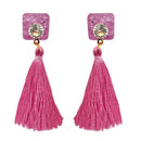 Jeweljunk Gold Plated Pink Thread Tassel Earrings - 1313303A