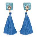 Jeweljunk Blue Thread Gold Plated Tassel Earrings - 1313303D