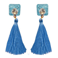 Jeweljunk Blue Thread Gold Plated Tassel Earrings - 1313303D
