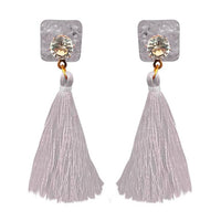 Jeweljunk Gold Plated White Thread Tassel Earrings - 1313303E
