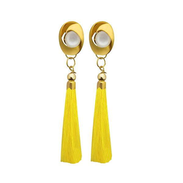 Jeweljunk Yellow Thread Gold Plated Tassel Earrings - 1313305B