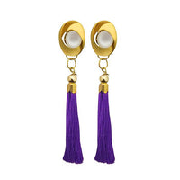 Jeweljunk Purple Thread Gold Plated Tassel Earrings - 1313305C