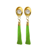 Jeweljunk Green Thread Gold Plated Tassel Earrings - 1313305E