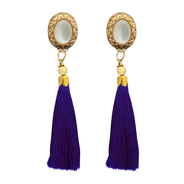 Jeweljunk Purple Thread Gold Plated Tassel Earrings - 1313306B