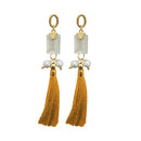 Jeweljunk Gold Plated Beige Thread Tassel Earrings - 1313307B
