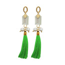 Jeweljunk Green Thread Gold Plated Tassel Earrings - 1313307C