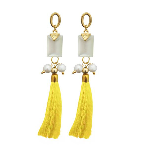 Jeweljunk Yellow Thread Gold Plated Tassel Earrings - 1313307D