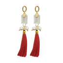 Jeweljunk Maroon Thread Gold Plated Tassel Earrings - 1313307E