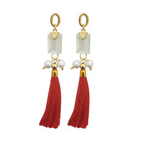 Jeweljunk Maroon Thread Gold Plated Tassel Earrings - 1313307E
