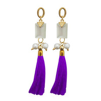 Jeweljunk Gold Plated Purple Thread Tassel Earrings - 1313307I