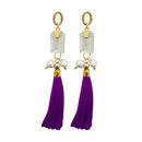 Jeweljunk Gold Plated Purple Thread Tassel Earrings - 1313307K