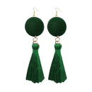 Jeweljunk Green Thread Gold Plated Tassel Earrings - 1313308D