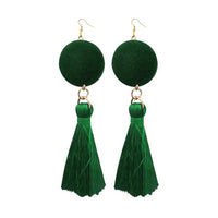 Jeweljunk Green Thread Gold Plated Tassel Earrings - 1313308D
