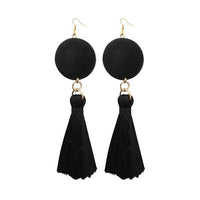 Jeweljunk Black Thread Gold Plated Tassel Earrings - 1313308F