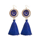 Jeweljunk Gold Plated Blue Thread Tassel Earrings - 1313309A