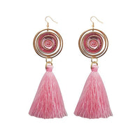 Jeweljunk Gold Plated Pink Thread Tassel Earrings - 1313309B