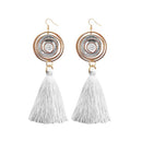 Jeweljunk Gold Plated White Thread Tassel Earrings - 1313309D