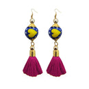 Jeweljunk Gold Plated Pink Thread Tassel Earrings - 1313310A
