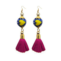 Jeweljunk Gold Plated Pink Thread Tassel Earrings - 1313310A