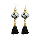 Jeweljunk Black Thread Gold Plated Tassel Earrings - 1313311A